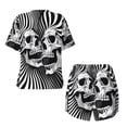 thumbnail image 5 of Lsque Psychedelic Skull Illusion Art Women's Short-Sleeved Pajama Set - 2 Piece Soft and Lightweight Sleepwear Set-X-Large, 5 of 9