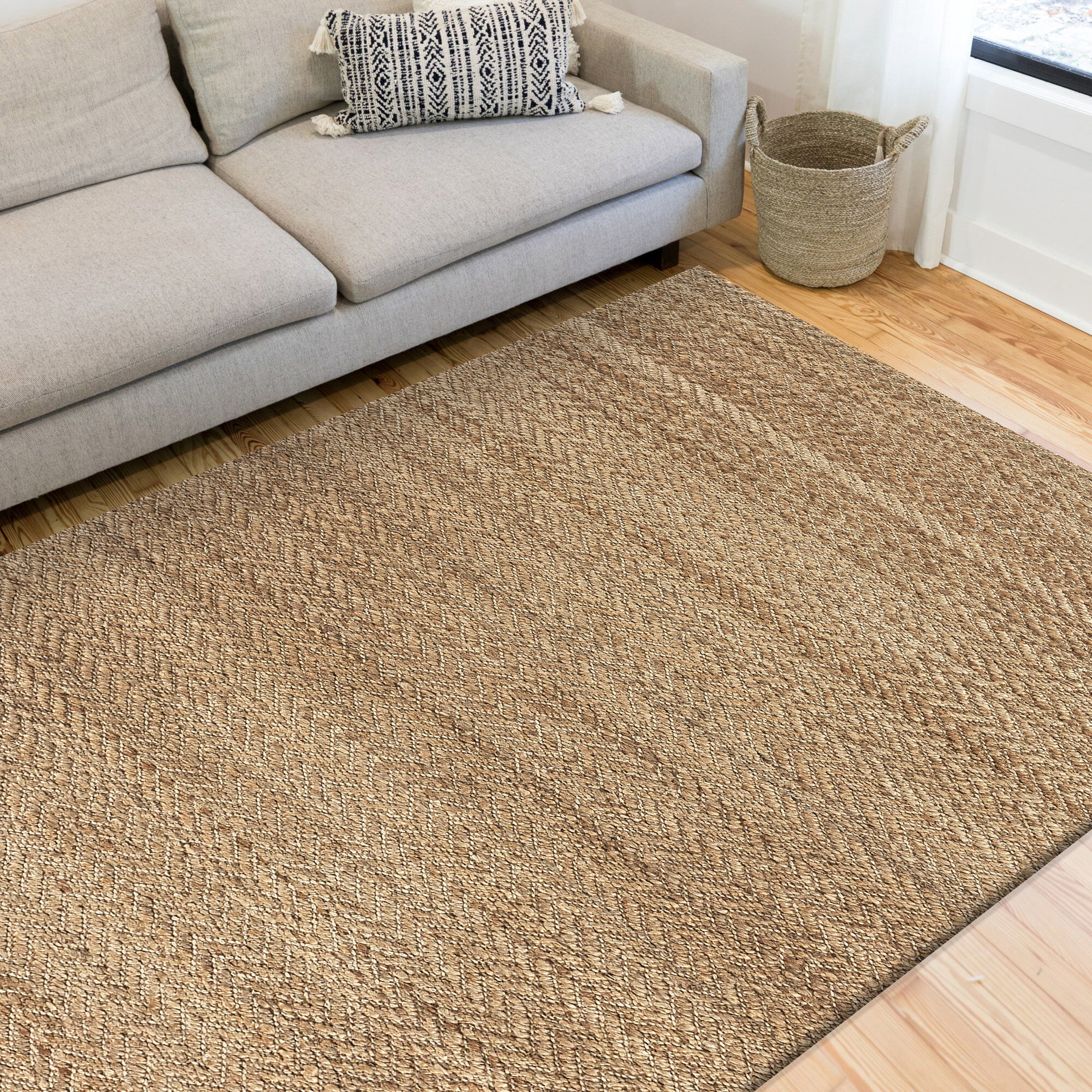 LR Home Natural Jute with Detailed Chevron Threading Area Rug&nbsp;, Natural, 9' x 12'