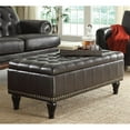 thumbnail image 3 of Pouf de Rangement Carré Caldwell en Cuir Expresso avec Clous, 3 of 3