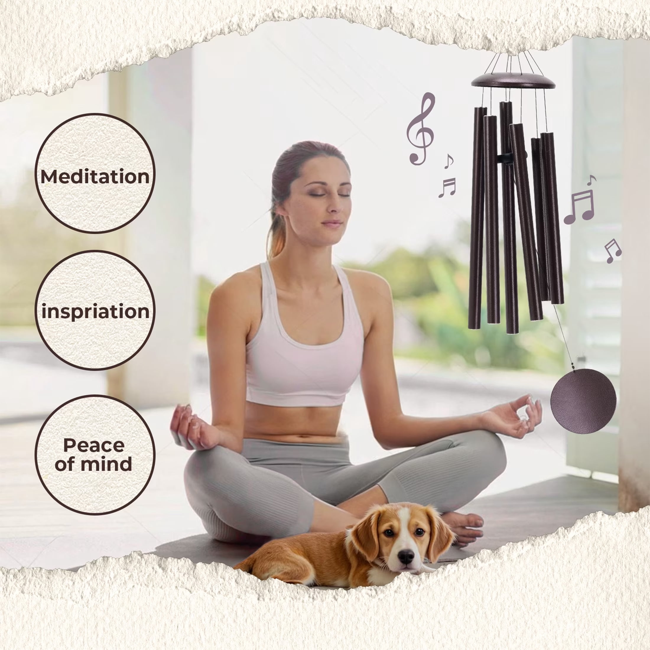 BSHAPPLUS® 45" Memorial Wind Chimes for Outside, Heavy Duty Metal Brown Chimes with 6 Large Deep Tone Aluminum Tubes for Loss of Loved One,Home Garden Hanging Decor