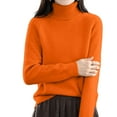 thumbnail image 5 of ManxiVoo Women's Autumn Winter Loose Knit Pullover High Neck Thermal Long Sleeve Top for Layering M Size Orange, 5 of 6