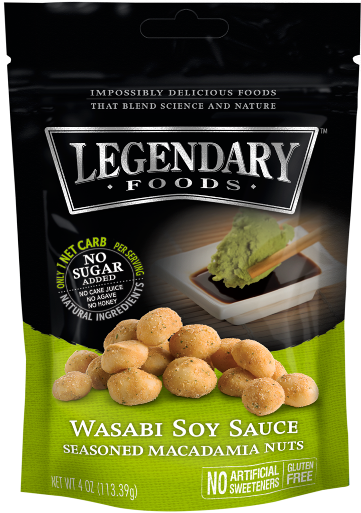 Legendary Foods Wasabi Soy Sauce Seasoned Macadamia Nuts 4oz Bag