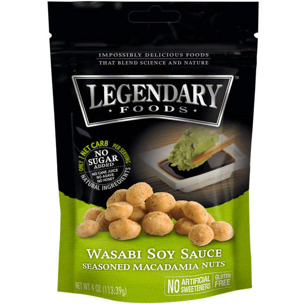 Legendary Foods Wasabi Soy Sauce Seasoned Macadamia Nuts 4oz Bag