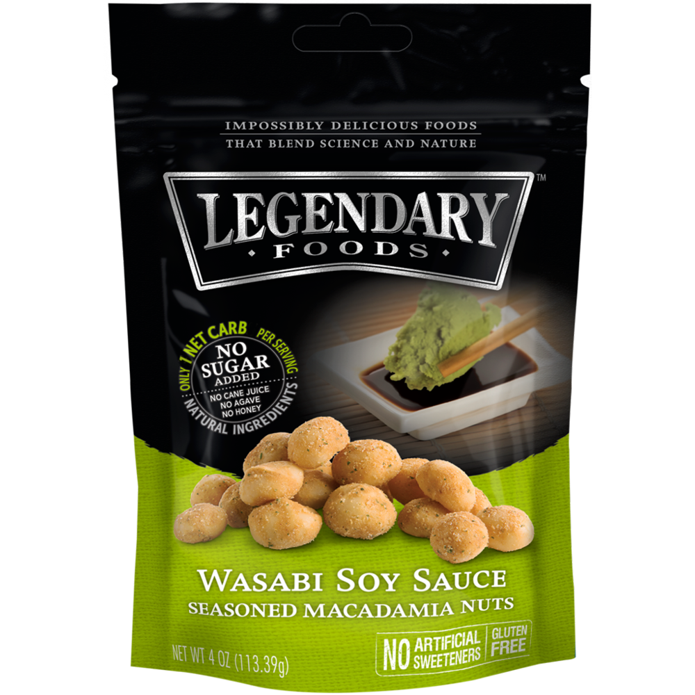 Legendary Foods Wasabi Soy Sauce Seasoned Macadamia Nuts 4oz Bag