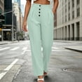thumbnail image 6 of Sahpxhe Work Pants for Women High Waist Wide Leg Palazzo Front Button Dress Pants Casual Loose Business Office Trousers Mint Green M, 6 of 6
