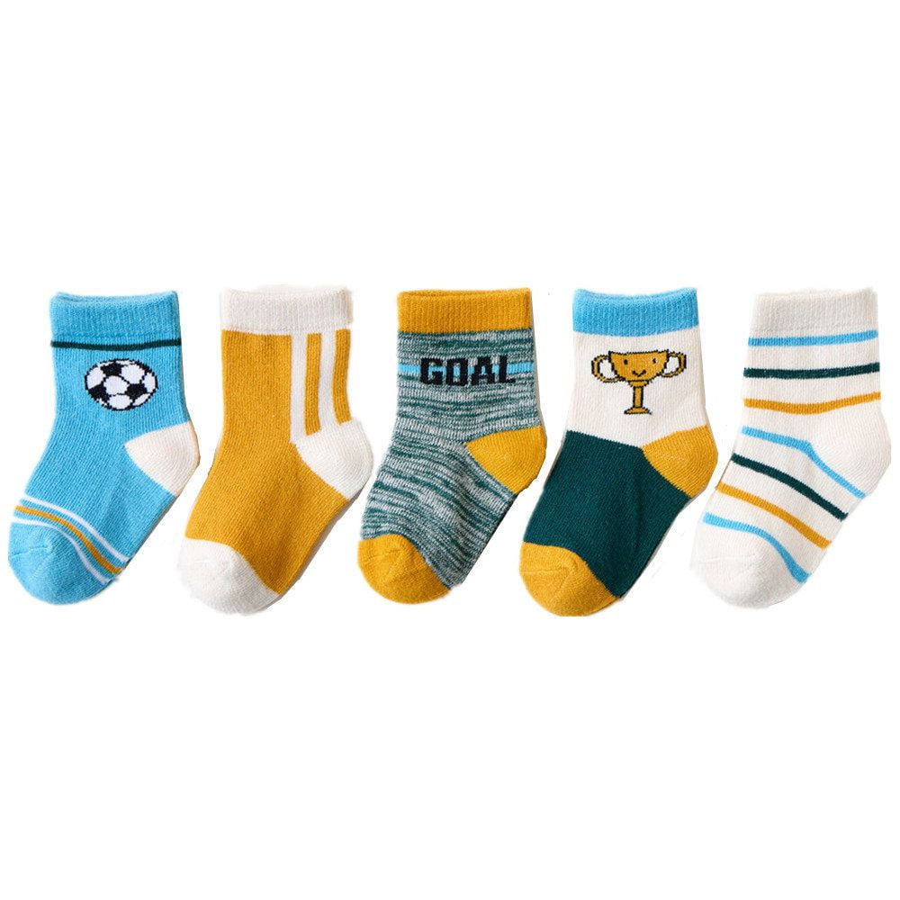 5 Pairs Baby Boys Girls Toddler Warm Socks Non Slip Sock Comfortable 