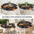thumbnail image 7 of Happy Halloween Round Tablecloth with Elastic Edge Wrinkle Resistant Washable Evil Pumpkin Ghost Table Covers Tablecloth for Party Picnic Dinner Decor (52in), 7 of 7