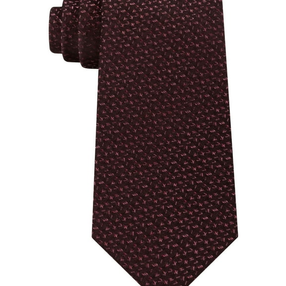 Calvin Klein Mens Shimmer Logo Self-tied Necktie, Red, One Size