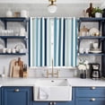 thumbnail image 2 of Teal Blue Stripe Kitchen Curtains 63 Inch Length, Ombre Geometric Aqua Vertical Striped Grommet Top Bedroom Living Room Curtains, Light Filtering Cafe Curtain Drapes 2 Panels Set 84''x63'', 2 of 9