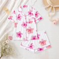 thumbnail image 2 of HAYIMI Child Cute Kids Flower Printed Short Sleeve Button Down Collared Shirt and Shorts For Girls Comfortable Home Pajama For Sleep Relaxed Fit Nightwear, 2 of 4