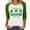 #048-Green, variant on Craaazy Women's St Patricks Day Clothes with Irish Clover Prints Crew Neck 3/4 Sleeve Shirts