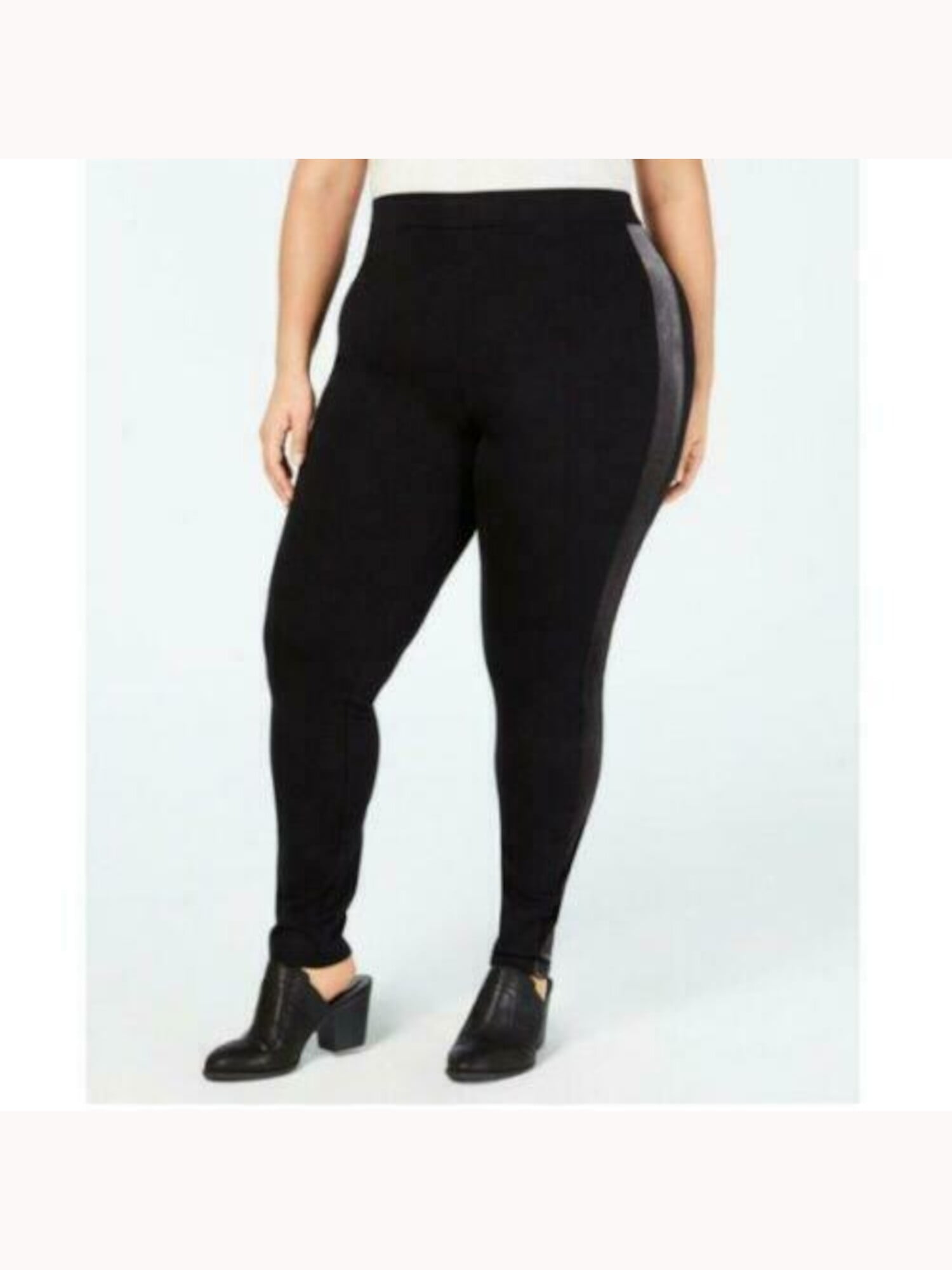 Style & Co. STYLE & COMPANY Womens Black Printed Straight leg Leggings Size 24W