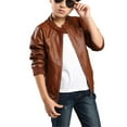 thumbnail image 3 of KDFJPTH Toddler Jacket Little Boys Long Sleeve Leather Zipper Spring Autumn Lightweight Pu for Boys Coat for Kid, 3 of 5
