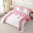 thumbnail image 3 of Homewish Pink Drippy Baseball Stitch Print Twin Quilt Set,Sports Monogram Twin Coverlet Set For Kids Boys And Girls,2pcs, 3 of 7