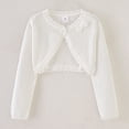 thumbnail image 3 of OBEEII Knitted Cardigan for Infant Toddle Girls White Cardigan Flower Girls Sweater Tops Bow Covered Dress Up, 3 of 10