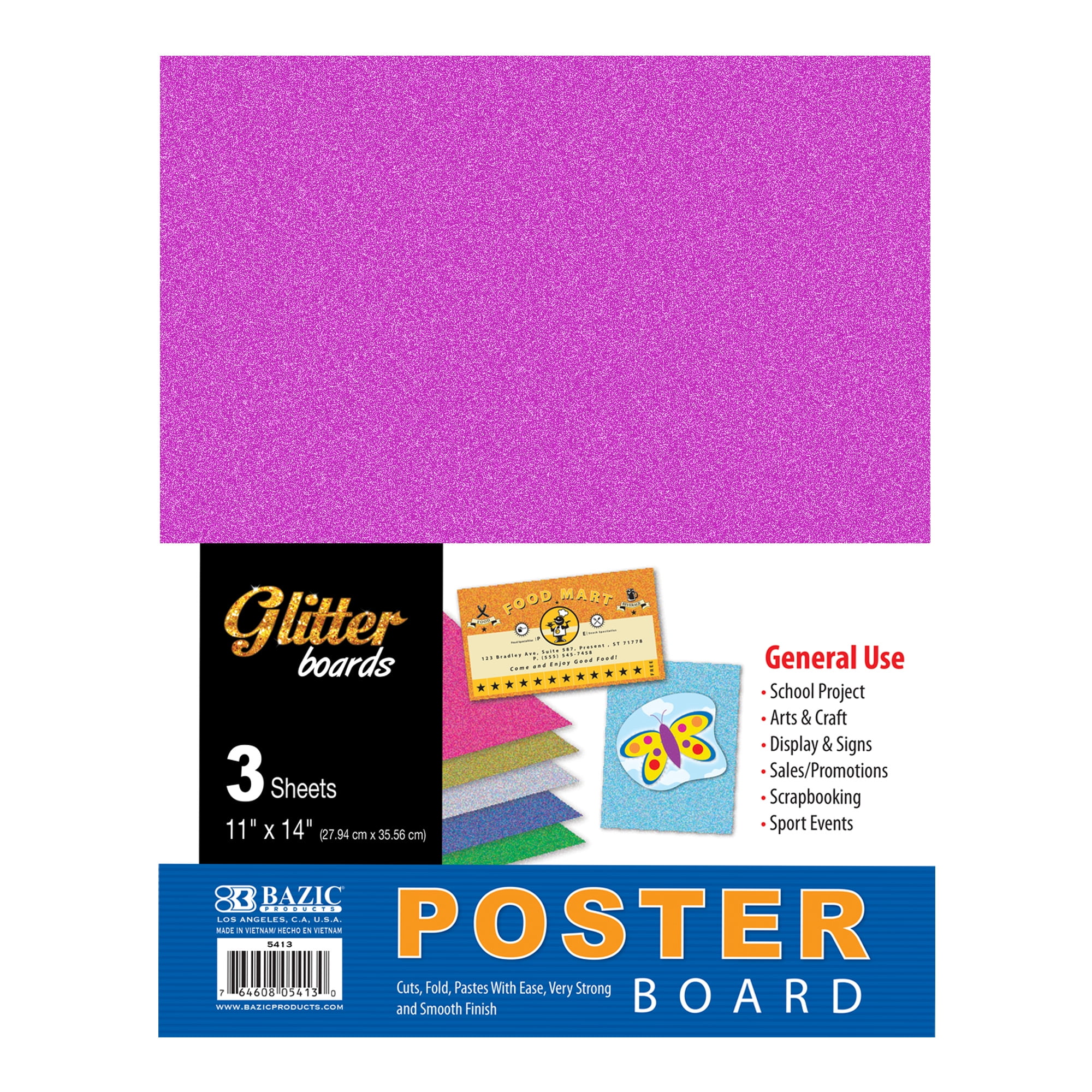 BAZIC Poster Board Glitter Color 11" X 14", Sparkling Colored Poster
