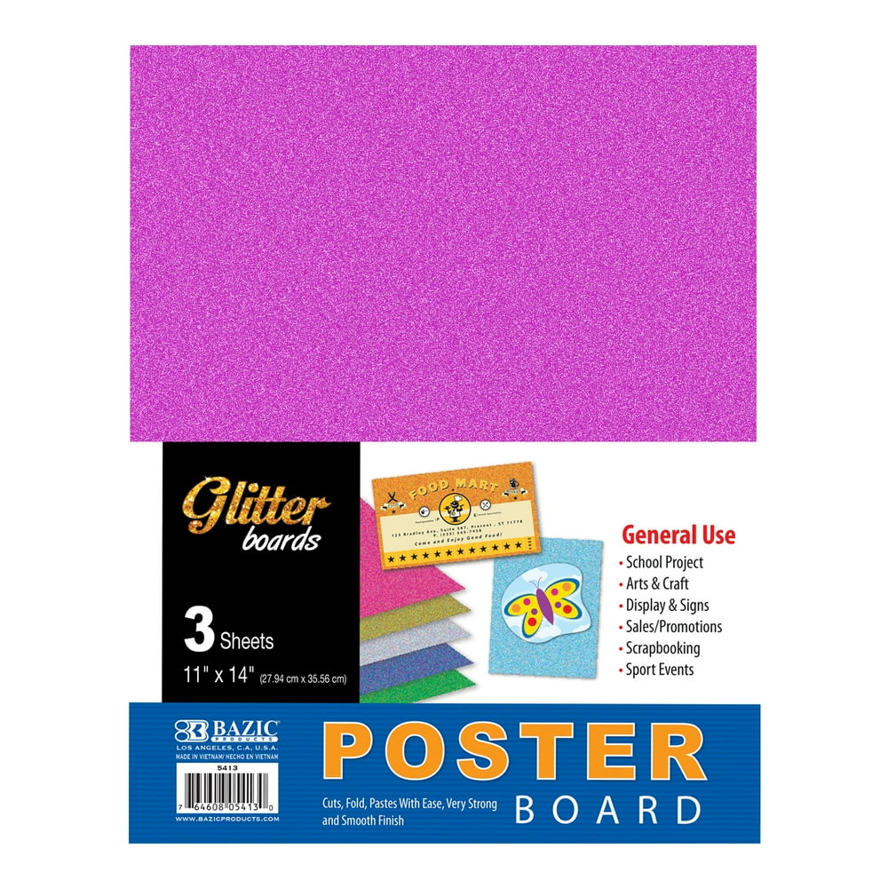 BAZIC Poster Board Glitter Color 11" X 14", Sparkling Colored Poster