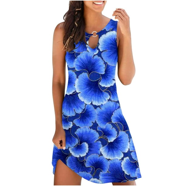 Vestido sin mangas sin mangas con estampado de verano suelto para mujer OAVQHLG3B Store lin121212