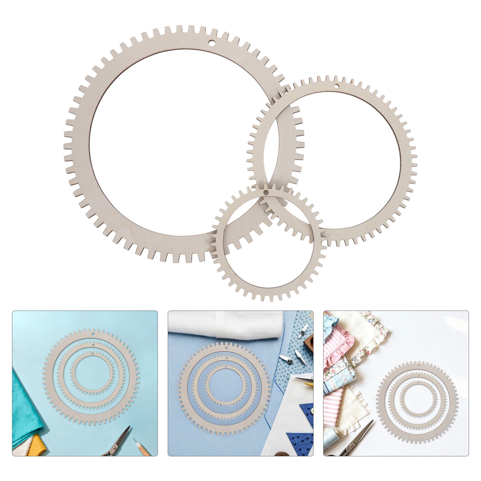 VERDANVERSE 3pcs Wooden round Weaving Loom Kit for Adults Gear Shape Craft Set
