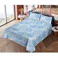 thumbnail image 4 of Ambesonne Floral Design Fitted & Flat Sheet with Sham 3 Pcs Set, Asian Soft Sky Colors, Twin, Sea Blue and Pale Azure Blue, 4 of 5