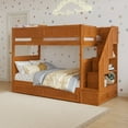 thumbnail image 2 of Dover Twin over Twin Wood Staircase Bunk Bed w/ Drawer & Trundle in Light Toffee, 2 of 10