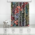 thumbnail image 7 of Zrodlmo Boho Watercolor Floral Shower Curtain with Hooks, Water-Repellent Washable Fabric Bathroom Curtain, 72" x 72", Black, 7 of 7