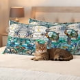 thumbnail image 3 of Stained Glass Sea Turtle Outdoor Waterproof Pillow Covers, Summer Coastal Ocean Jellyfish Decorative Rectangle Throw Pillowcase Sofa Cushion Sham for Patio/Couch/Chair, 20"x12" 2 Pack, 3 of 8
