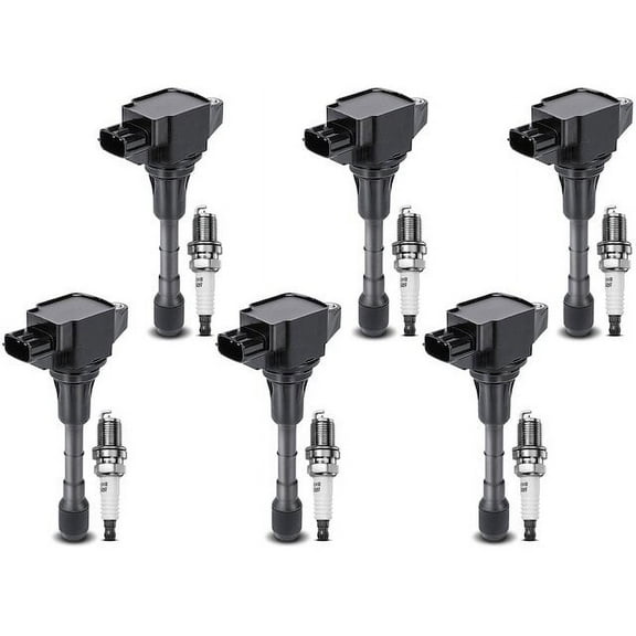 Ignition Coil Set with Spark Plugs 6 - Compatible with 2009 - 2020 Nissan Murano 3.5L V6 2010 2011 2012 2013 2014 2015 2016 2017 2018 2019