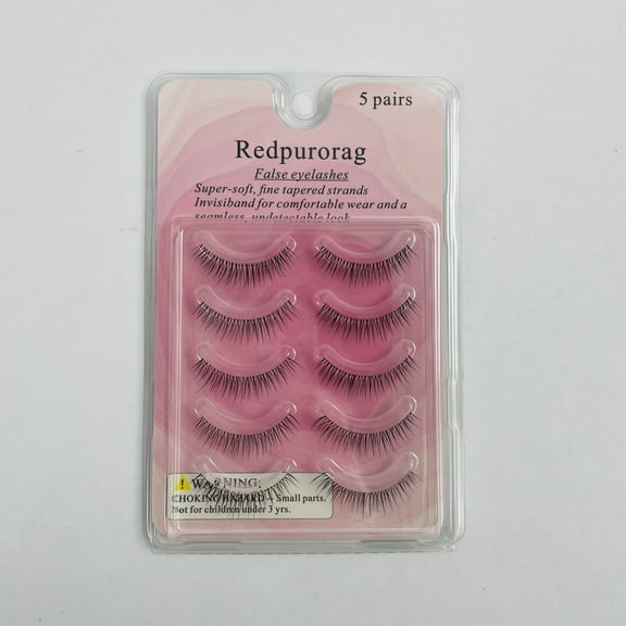 Redpurorag  5 Pairs Black False Eyelashes Natural Thinness False Eyelashes Strip Lashes