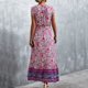 thumbnail image 3 of Vestido largo con escote en V, vestido floral para mujer Vestido floral con escote en V para mujer Vestido floral de verano para mujer Construcción resistente, 3 of 6