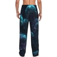 thumbnail image 3 of Picia Ice blue light spot jellyfish Mens Soft Woven Cotton Elastic Waistband Sleep Pajama Pant Lounge Sleep Pant With Pockets And Drawstring-Large, 3 of 9
