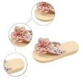 thumbnail image 5 of Women's Flower Appliques Flip Flops Boho Open Toe On Flat Sandals Beach Vacation Slippers, 5 of 9