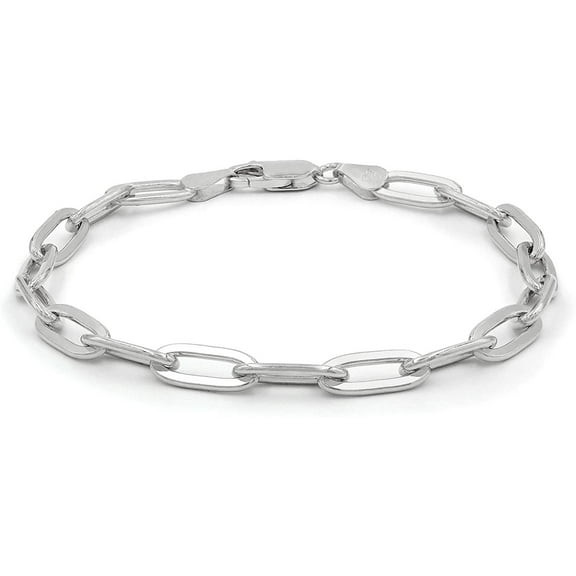 925 Sterling Silver Paper Clip 5.5mm Rhodium Plated High Polish Solid Cable Link Mens Womens Necklace, Bracelet, & Anklet Chain, Giorgio Bergamo 7