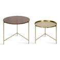 thumbnail image 3 of Kate and Laurel Ulani Modern Nesting Coffee Table, Set of 2, Walnut and Gold, 22.5 x 20.25, Decorative Sophisticated Mango Wood and Metal End Tables for Display and Storage, 3 of 8