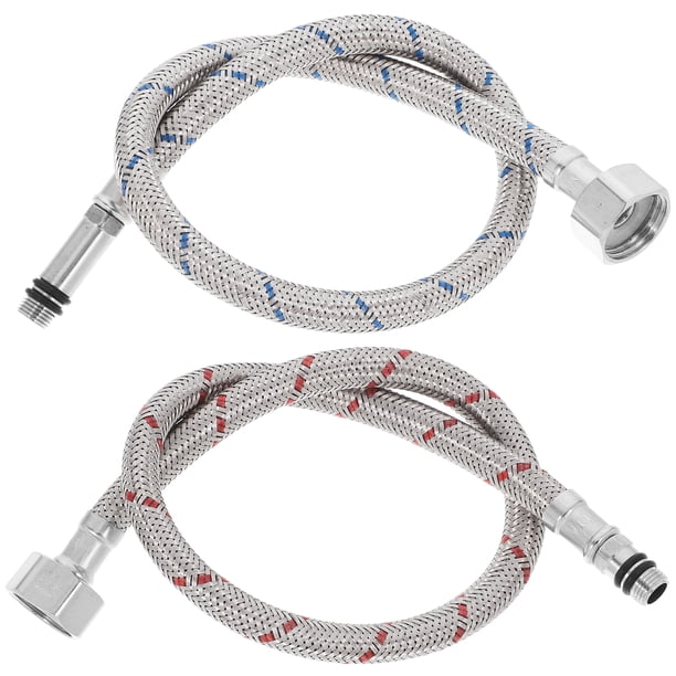 Conector de grifo de cocina y baño largo de 2 piezas, manguera trenzada de suministro, conector flexible para fregadero de cocina, extensión de línea de suministro de agua trenzada de acero inoxidable