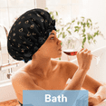 thumbnail image 5 of Shower Caps, 3 PACK Bath Cap for Women Waterproof & Double Layered Shower Cap (Multi-colored), 5 of 5