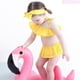 thumbnail image 5 of Traje de baño con volantes para niña pequeña, conjunto de bikini, ropa de playa de un hombro, traje de baño de princesa de 3 piezas, 4-5t, azul Feliz Sencillez, 5 of 5
