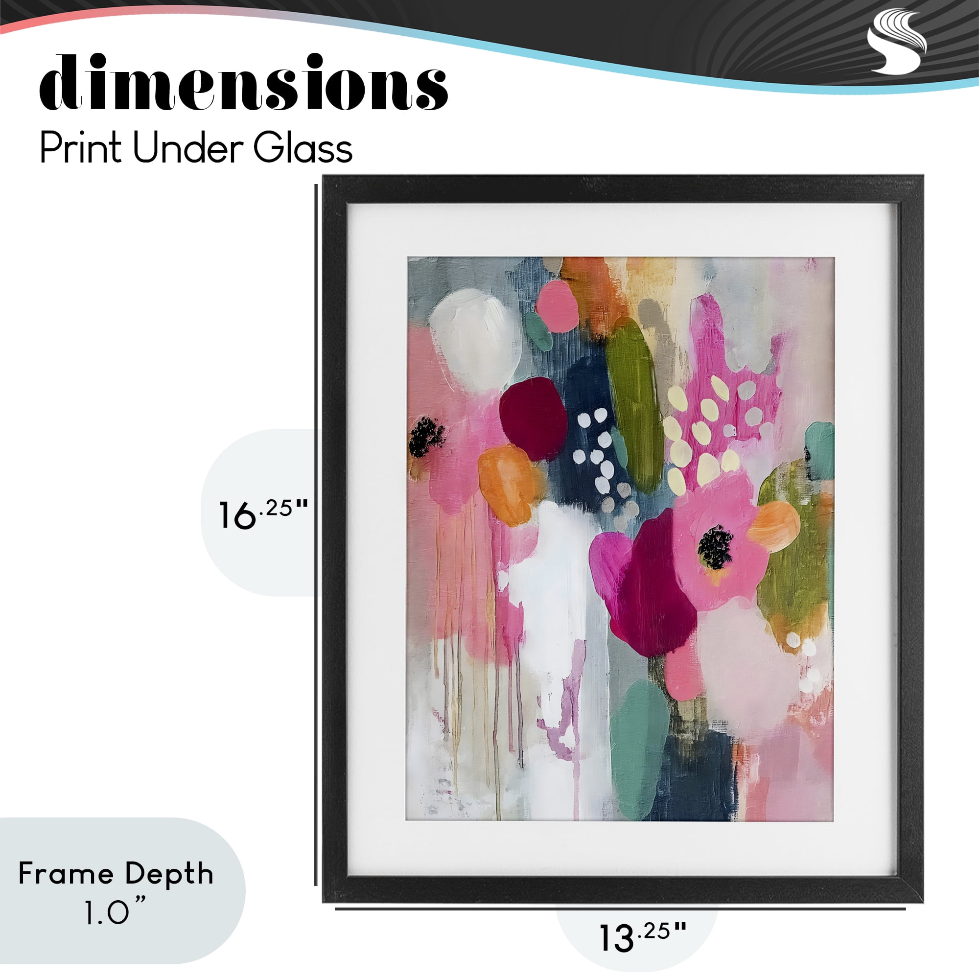 Stupell Industries Paint Drip Blooms Cascade Black Framed Print Under Glass, design by Riley B