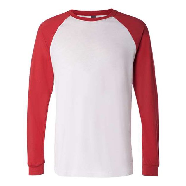 Camiseta de manga larga Canvas Hawthorne Baseball para hombre - WHITE/CANVAS RED - medium bella lienzo 3000