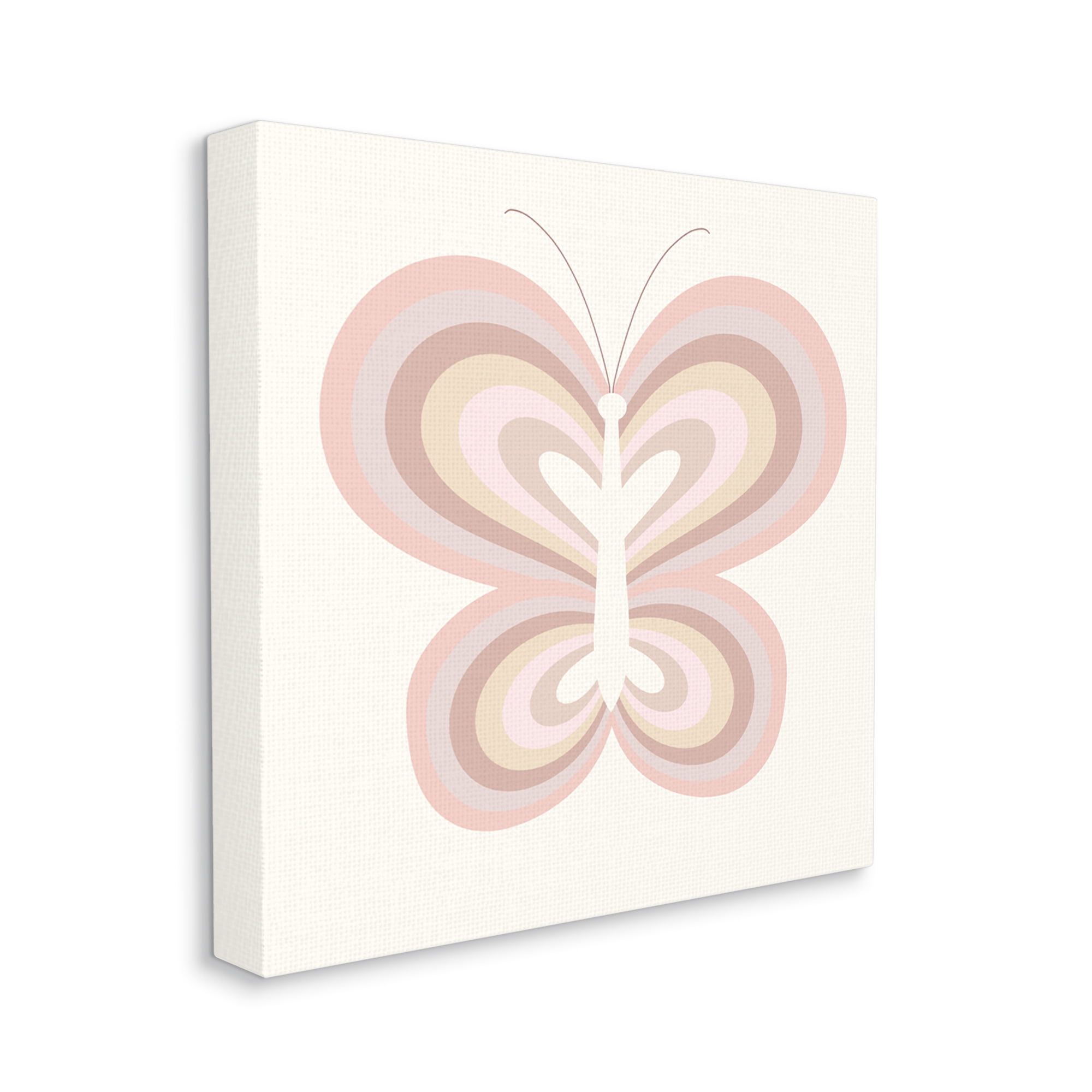Stupell Industries Kids' Pink Butterfly Illustration Striped Rainbow Wings, 30 x 30,Design by Daphne Polselli