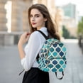 thumbnail image 6 of FORMRS Mini Backpack Purse for Women Quilted Travel Daypack Casual Shoulder Bag, Blue Geometric Pattern, 6 of 7
