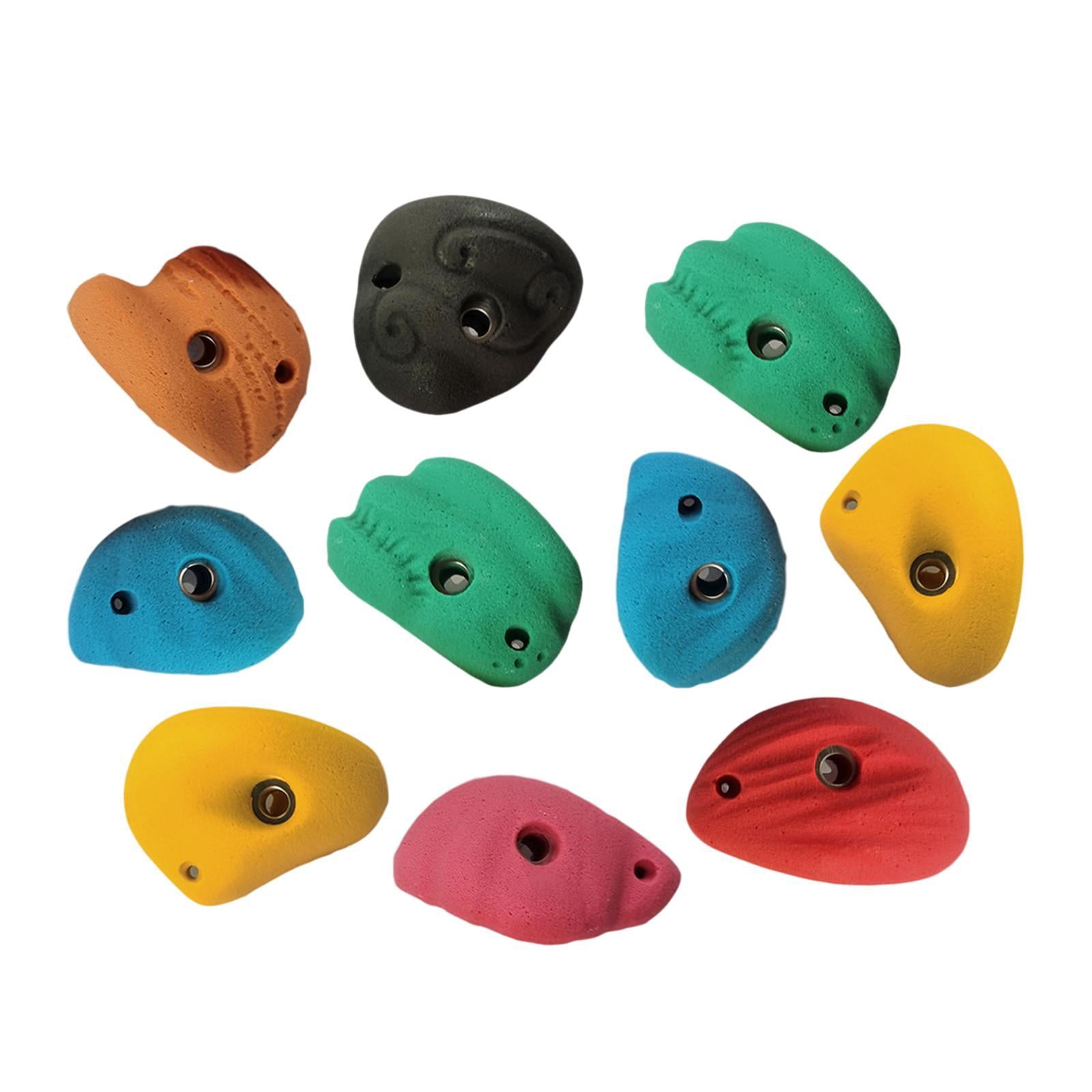 Colaxi 10Pcs Rock Climbing Holds Rock Wall Climbing Kit Practical Beginners Training Rock Wall Grips for Outdoor Climbing Tree House withoutBackNailScrew
