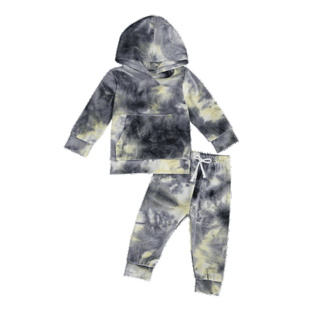 

Caitzr Two Pieces Unisex Colorful Outfits Baby Girls/Boys Tie Dye Hoodie Top Long Pants Sport Suit