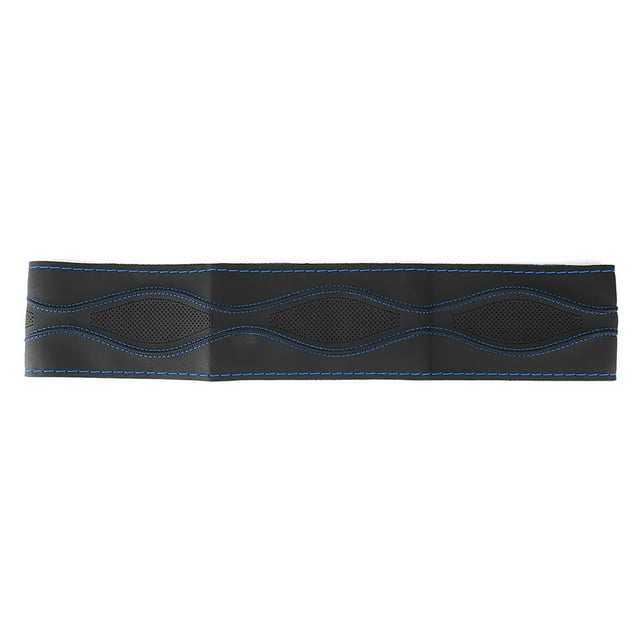 38cm 15in Leather Steering Wheel Wrap Cover Hand Stitching Embossing with Needle and Thread Universal Leather Steering Wheel Wrap Stitch Cover Kit F 150 Blue Lace for Truck