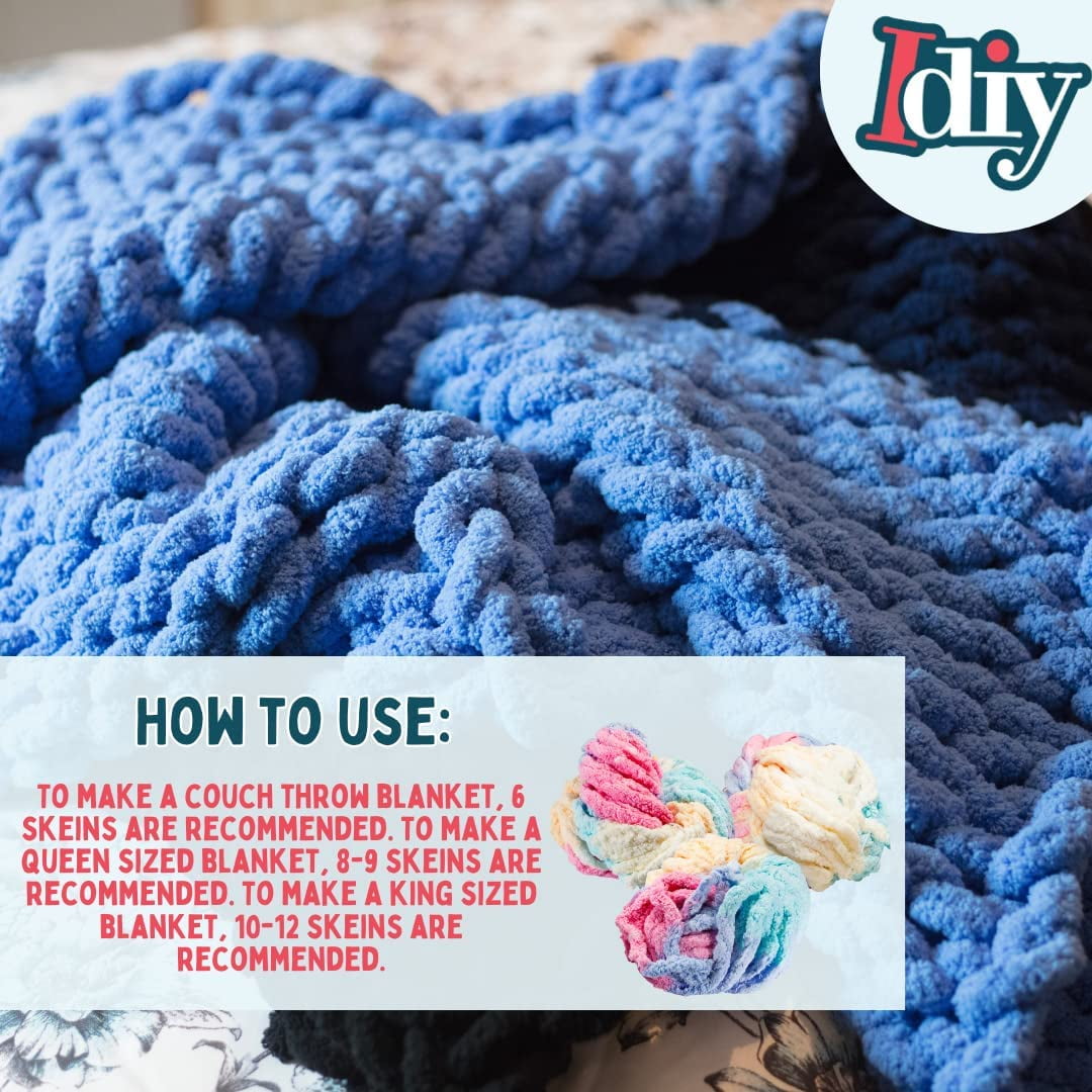 iDIY Chunky Yarn 3 Pack (24 Yards Each Skein) - Black - Fluffy Chenille Yarn Perfect for DIY Crafts and Projects! - Great Stocking Stuffer Christmas Gift for Crafters