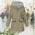 thumbnail image 3 of Savings Clearance 2024! Funicet Women Rain Jacket Women Solid Color Rain Jacket Outdoor Hooded Windproof Loose with Pocket Coat Beige 2XL, 3 of 5