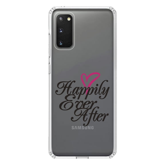 DistinctInk Clear Shockproof Hybrid Case for Galaxy S20 ULTRA / 5G (6.9" Screen) - TPU Bumper Acrylic Back Tempered Glass Screen Protector - Happily Ever After Heart