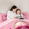 thumbnail image 4 of Castle Fairy Pink Fashion Elegant Mirror Full Size Bedding Sets 7 Pieces for Girls,Sparkly Shoes Full Size Bed in a Bag,Pink Reversible, 4 of 7