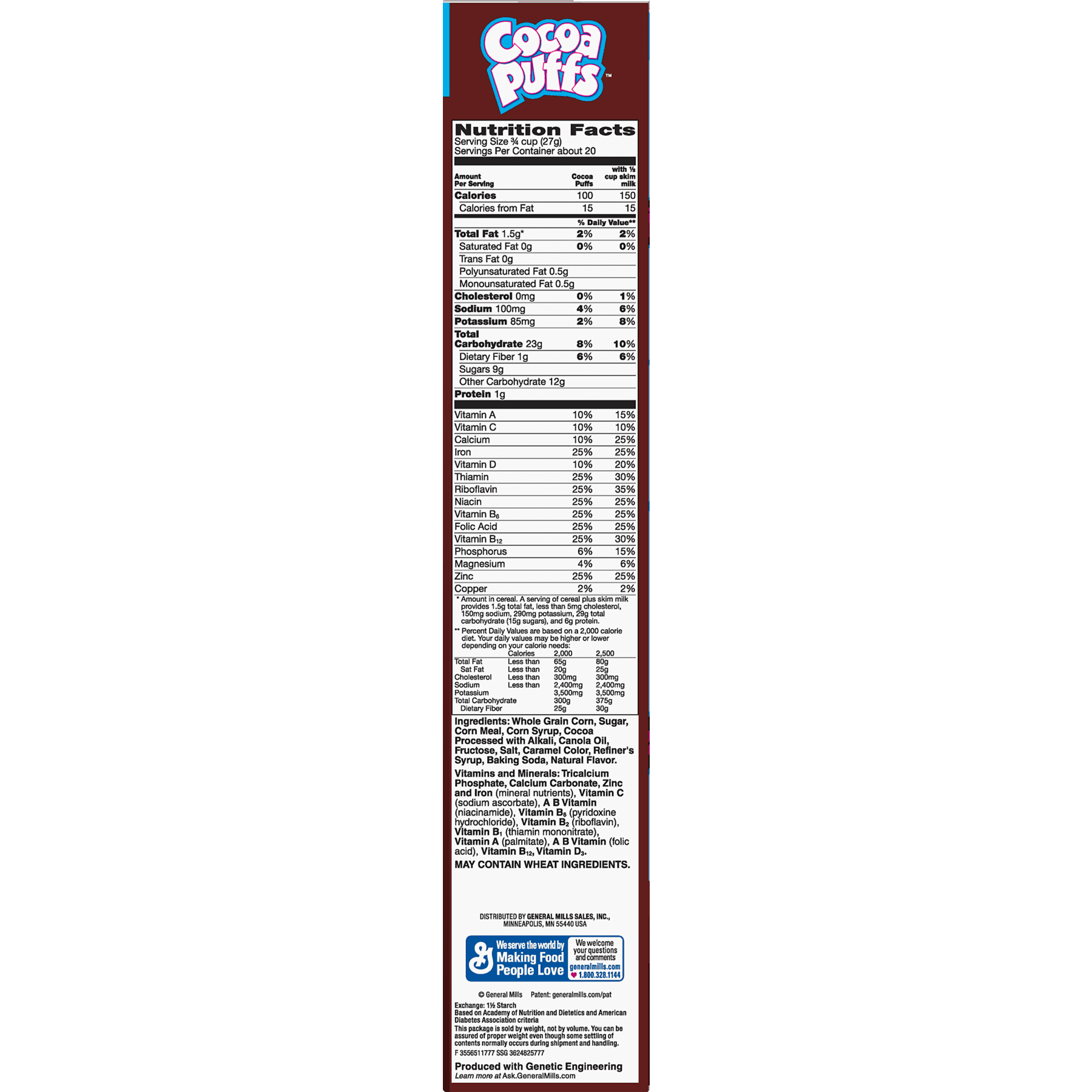 Cocoa Puffs, Chocolate Breakfast Cereal with Whole Grains, 19.3 oz
