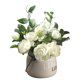 thumbnail image 1 of Juego de flores artificiales con jarrón de cerámica pequeño, ramo de hortensias y rosas, flores falsas, 1 of 5